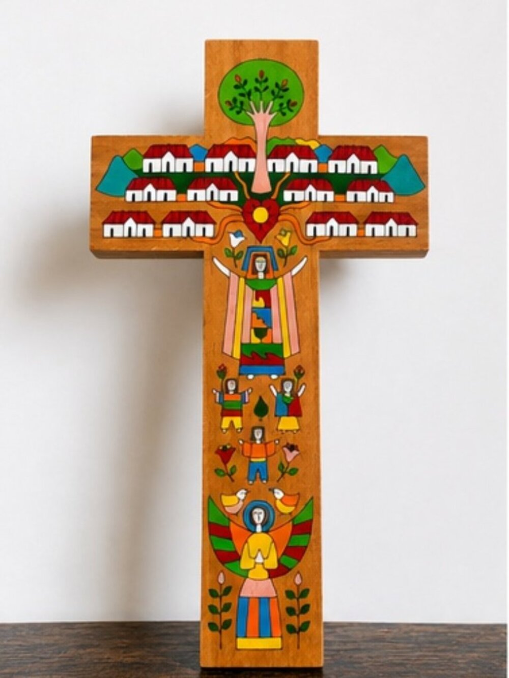 El Salvador Folk Art Cross | Hand Painted Wooden Cross